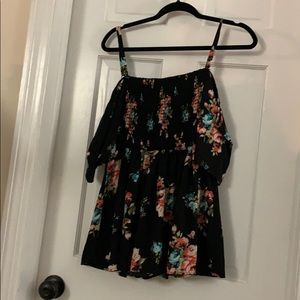 Floral cold shoulder baby doll blouse